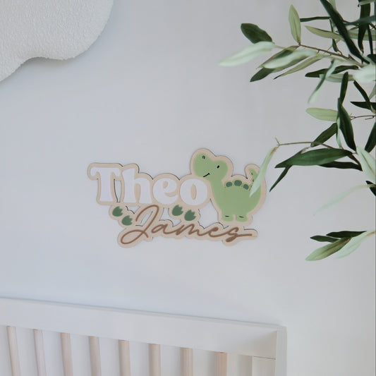 Name Plaque with Dinosaur - Lou James Creations 