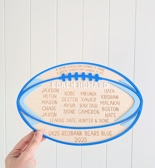 Football Wooden Plaque - Coach Gift