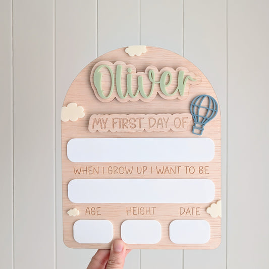 My First Day / My Last Day Personalised Wooden Arch - Hot Air Balloon