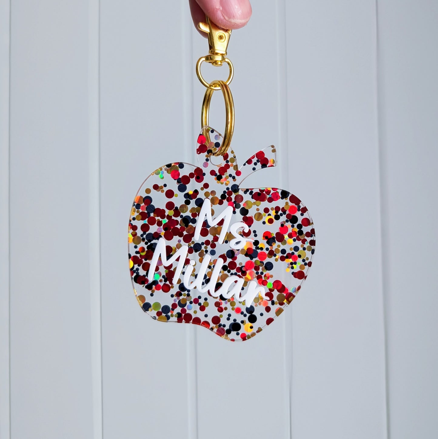 Apple Glitter Keyring