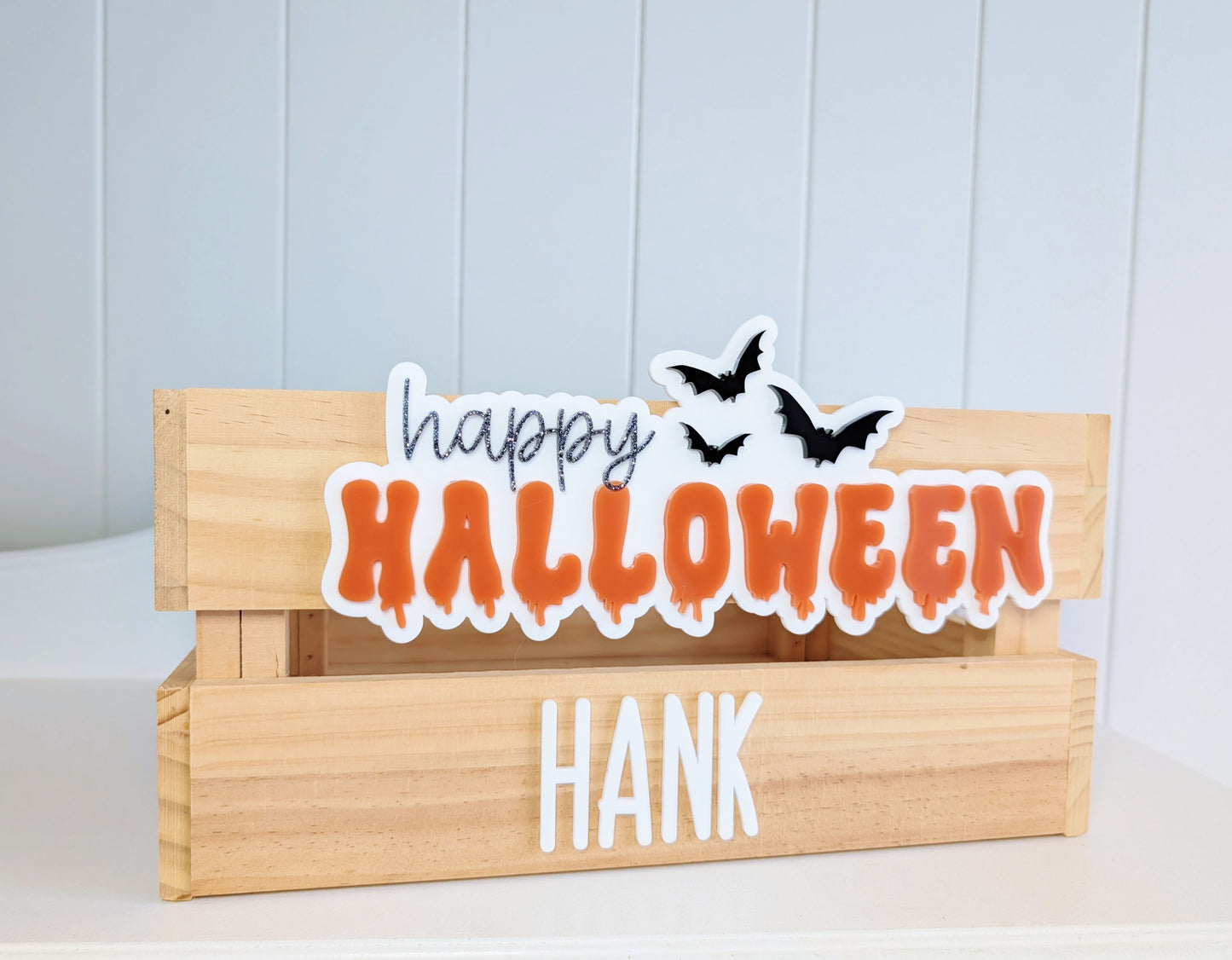 LARGE Crate with Happy Halloween Plaque