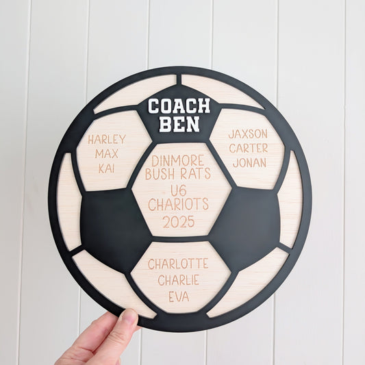 Soccer Ball Wooden Plaque - Coach Gift