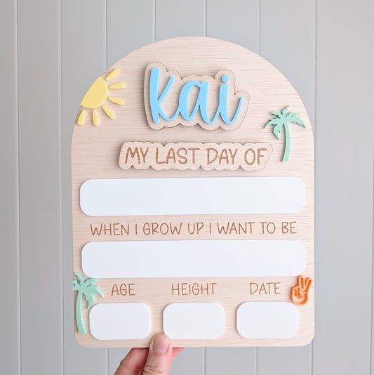 My First Day / My Last Day Personalised Wooden Arch - Palm Vibes