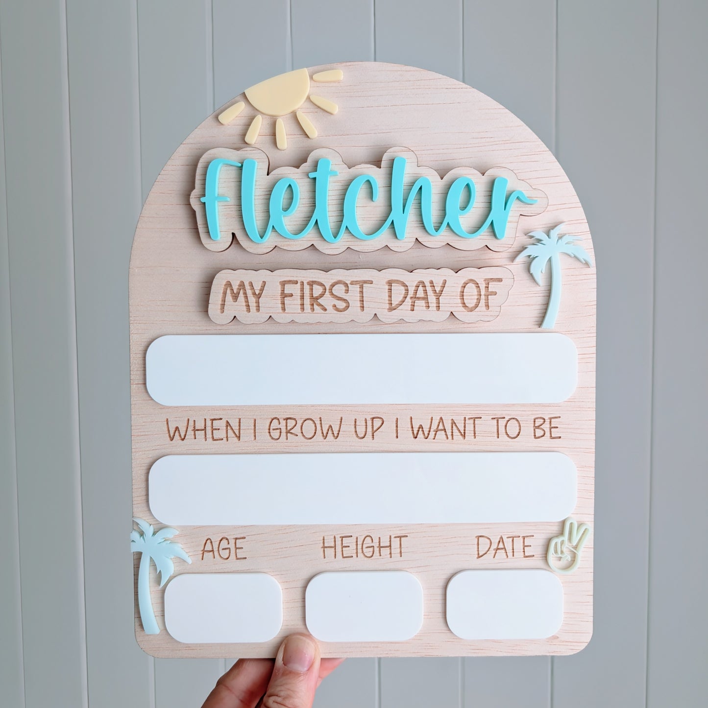 My First Day / My Last Day Personalised Wooden Arch - Palm Vibes