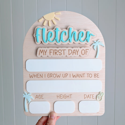 My First Day / My Last Day Personalised Wooden Arch - Palm Vibes