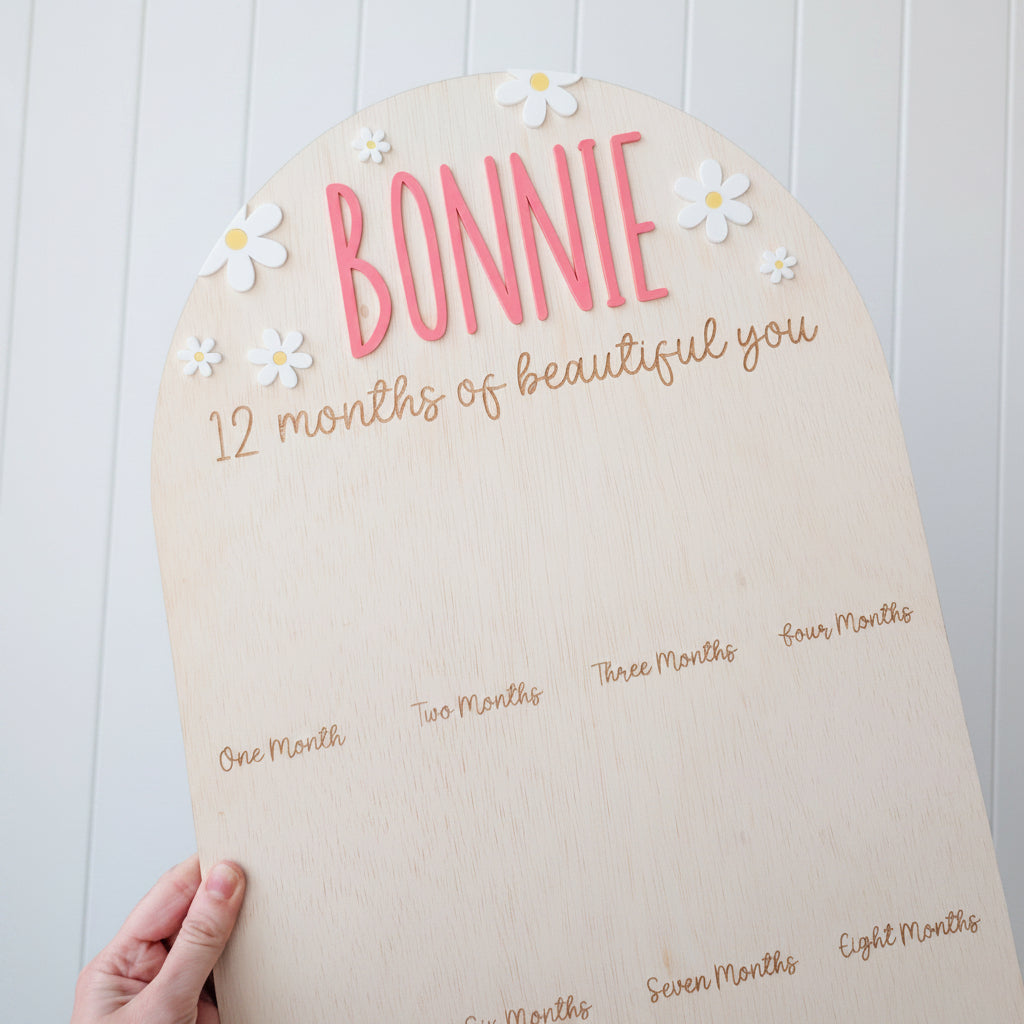 Birthday 12 Month Photo Board - Daisy Theme