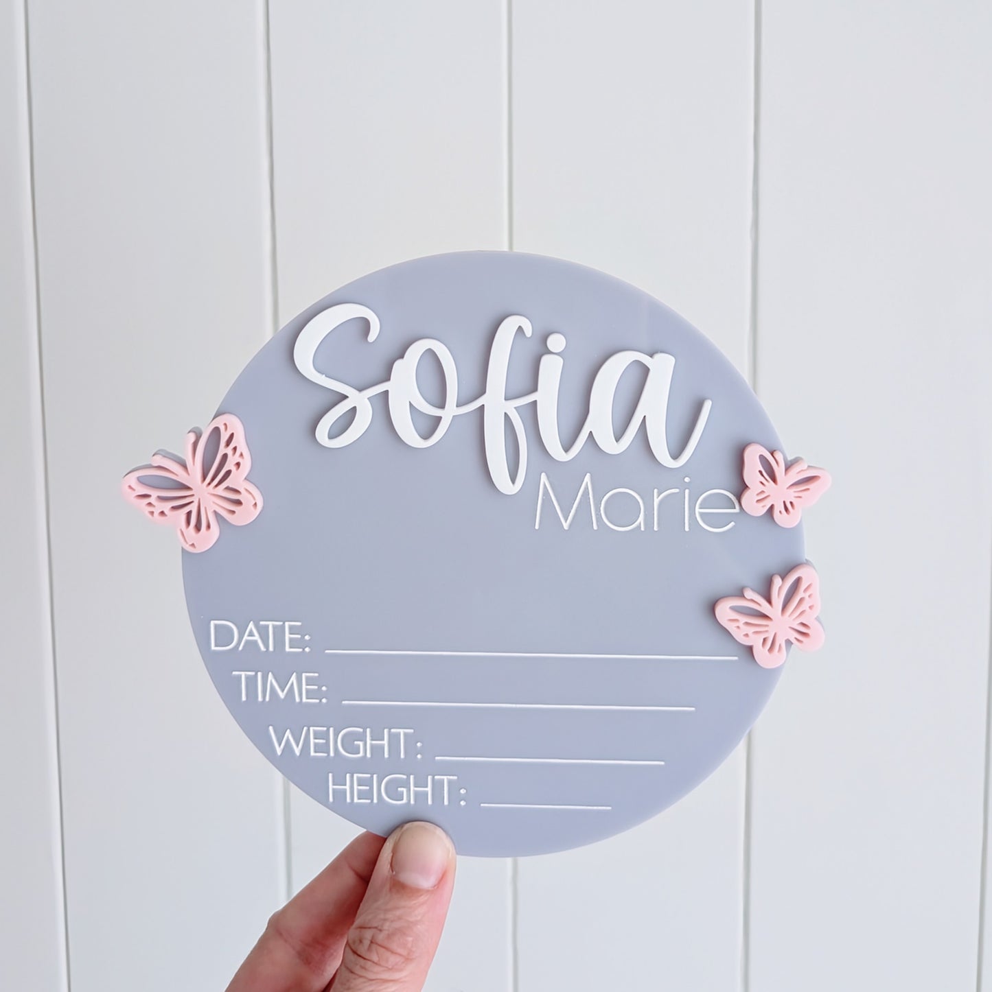 Birth Details Butterfly Announcement Plaque