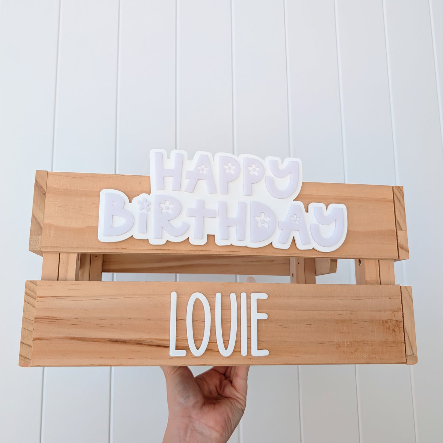 SMALL Crate with Birthday Flowers Plaque