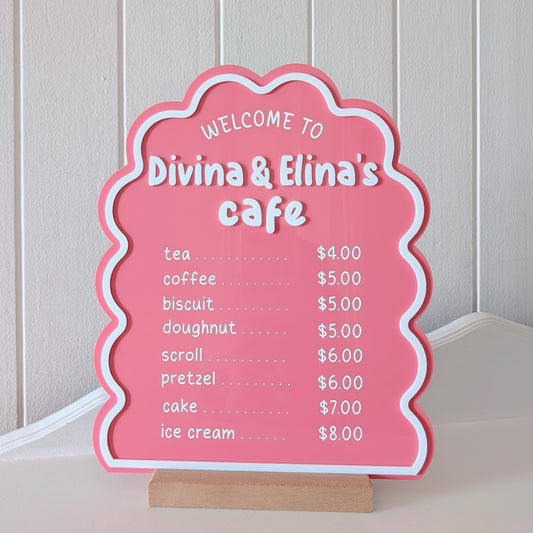Acrylic Play Cafe Menu Sign